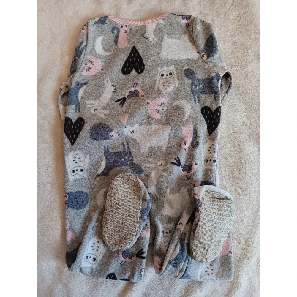pajama 18 months Carters Fleece baby girl Gray sleeper with Wild Life sleepwear
